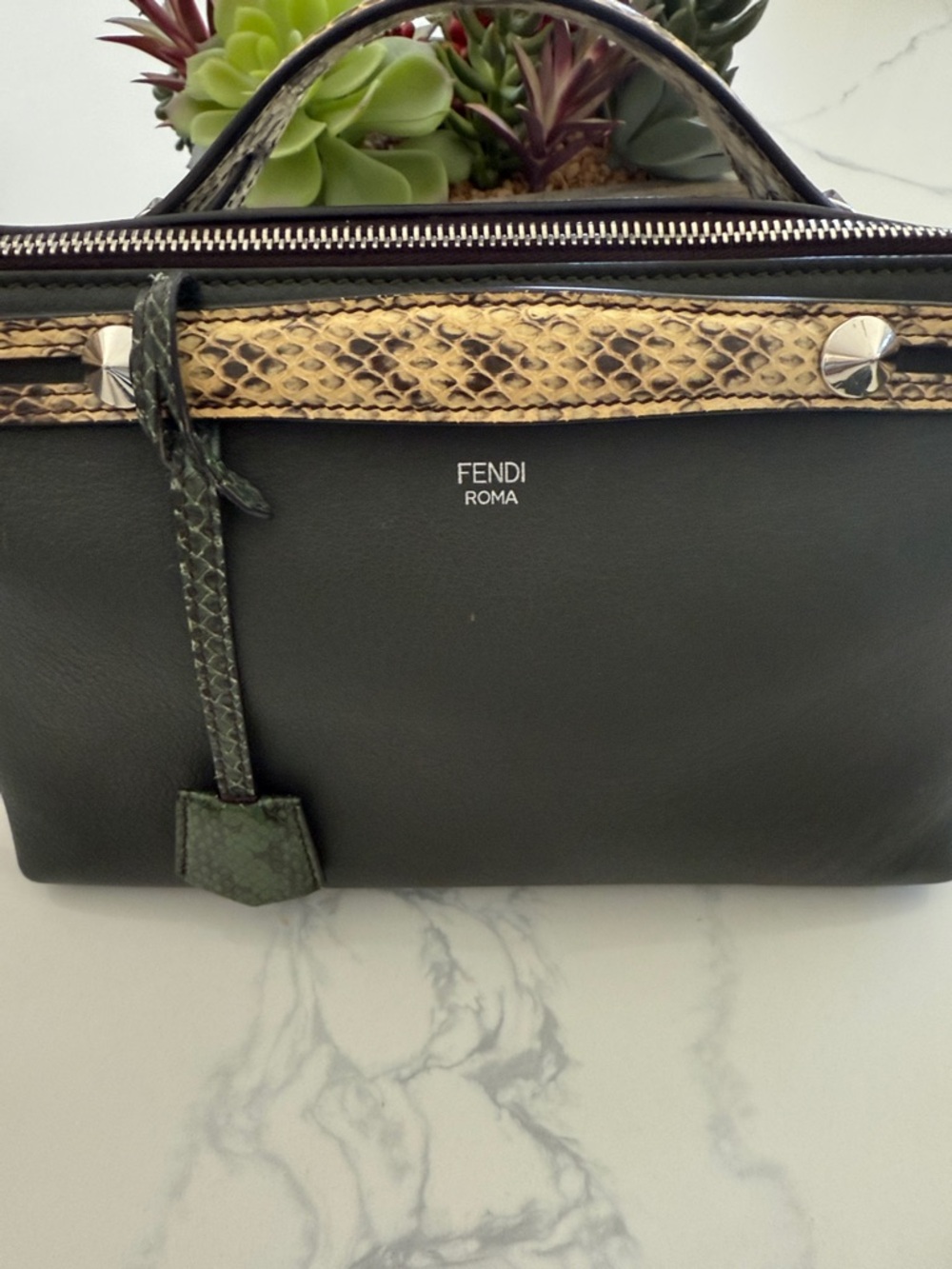 100% Authentic Fendi By The Way Leather Crossbody with Python-Trim Accent - Picture 2 of 11